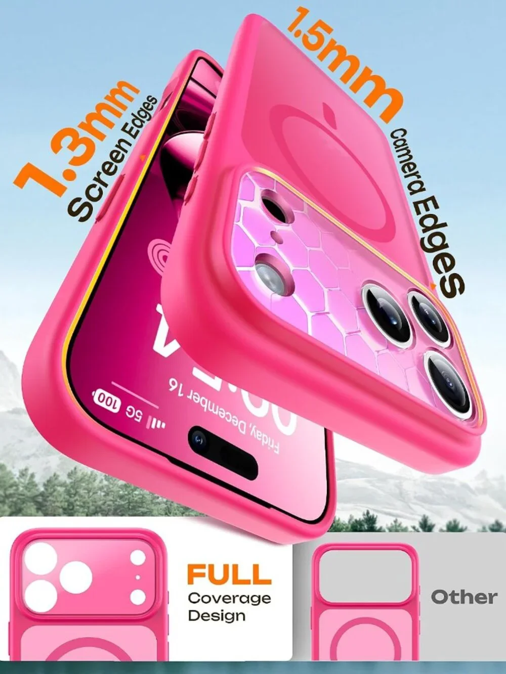 iPhone 17 Pro Case MagSafe Military Shockproof Matte Hot Pink Cover